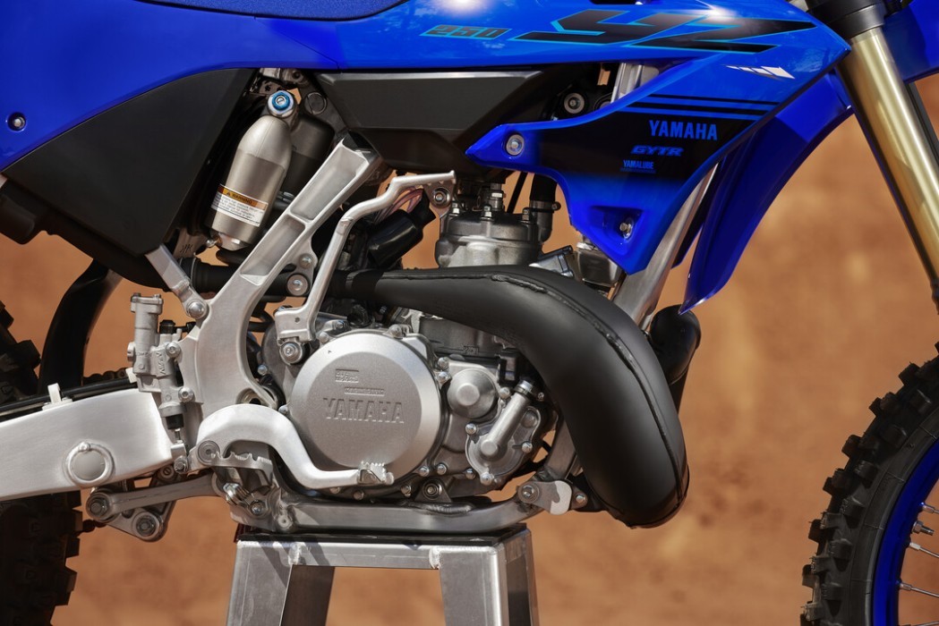 Detail image of Yamaha YZ250 two stroke in Blue colourway, engine