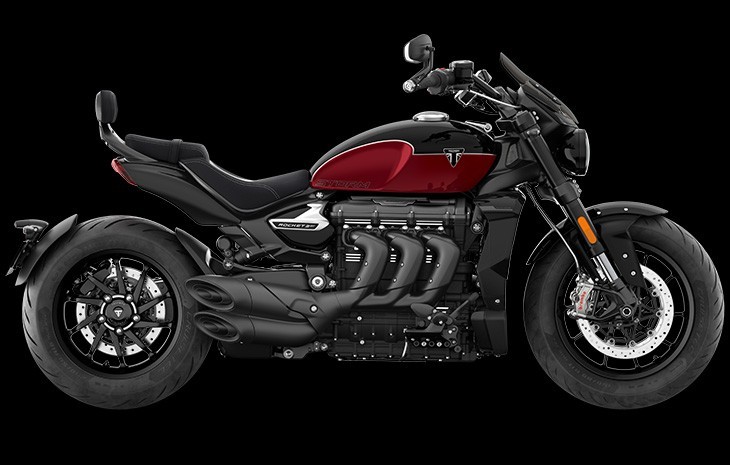 Studio image of Triumph Rocket 3 Storm GT in Red, available at Brisan Motorcycles Newcastle