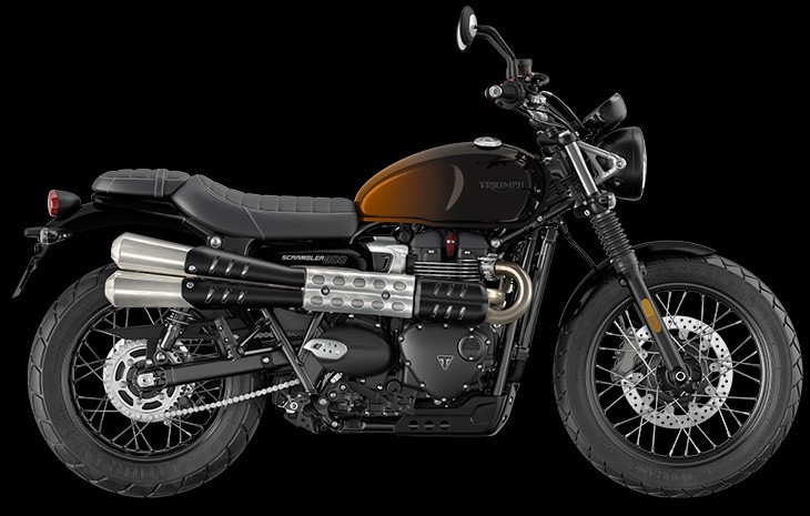 Studio image of Triumph Scrambler 900 Stealth Edition in Phantom Orange available at Brisan Motorcycles