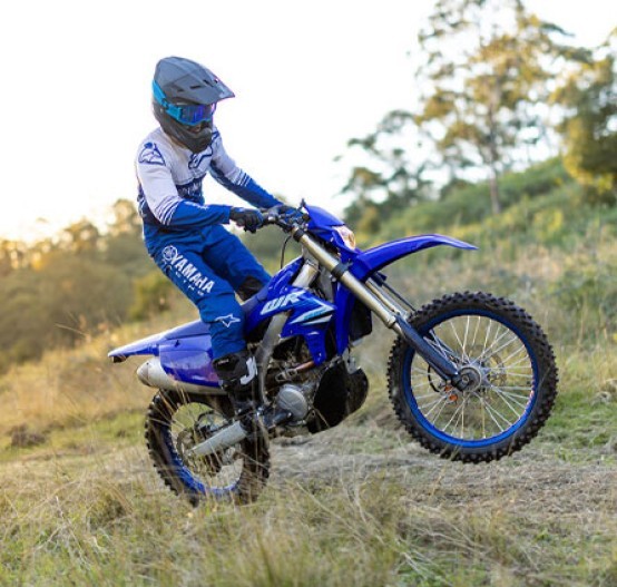 Action image of Yamaha WR250F 2025 in blue colourway available at Brisan Motorsports Islington