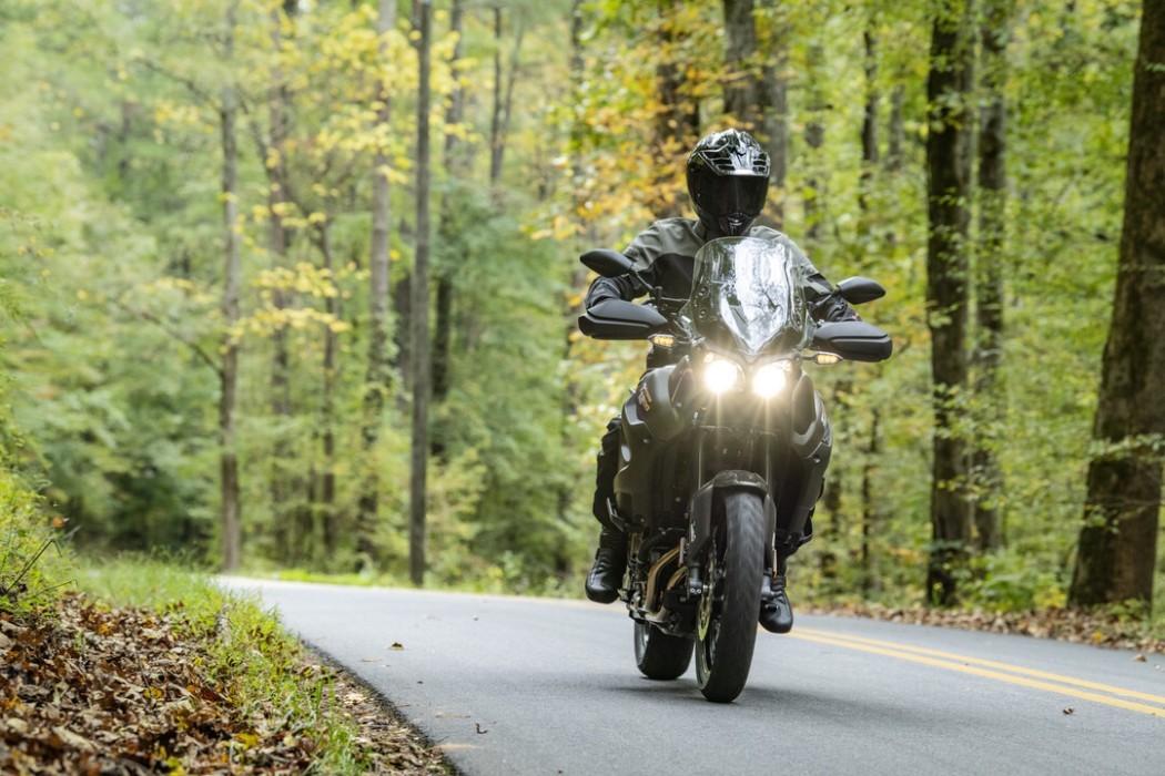 Action image of Yamaha Super Tenere in Black Colourway, road riding