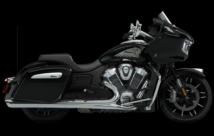 Studio image of Indian Motorcycle Challenger Limited in Black Metallic Colourway, Available at Brisan Motorcycles Newcastle