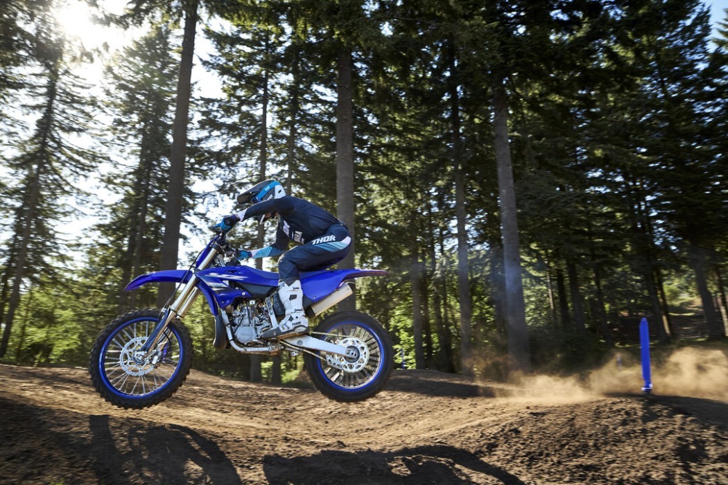 YZ250 2025 static image of motocross bike riding through whoop section