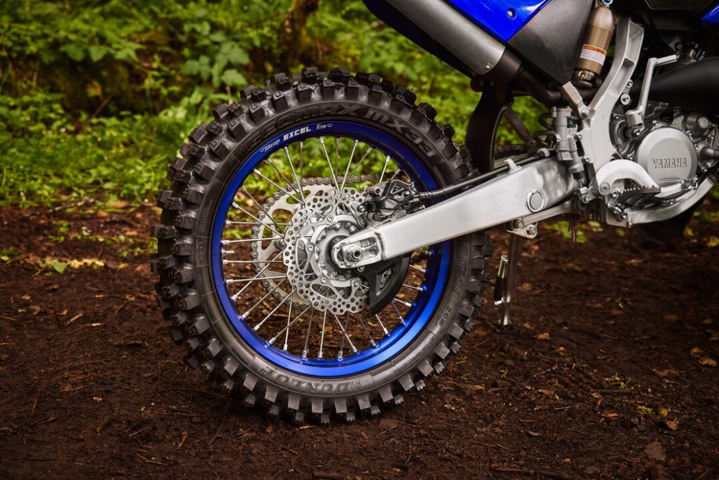 YZ125X 2025 static image of enduro bike rear wheel