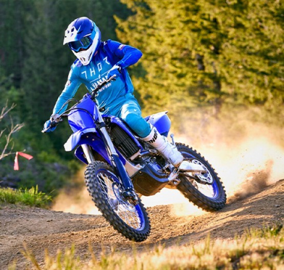 Action image of Yamaha YZ250FX in Blue colourway available at Brisan Motorsports Islington