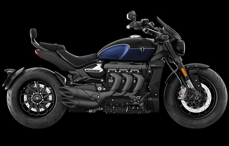 Studio image of Triumph Rocket 3 Storm GT in Blue, available at Brisan Motorcycles Newcastle