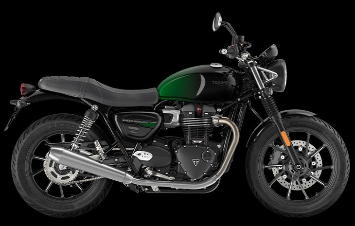 Studio image of Triumph Street Twin 900 Stealth Edition in Phantom Green available at Brisan Motorcycles