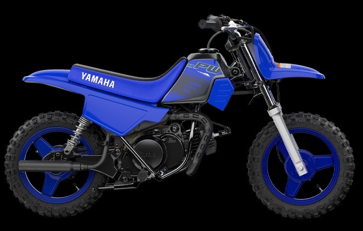Studio image of Yamaha PW50 (PeeWee) in Blue colourway, available from Brisan Motorsports Islington