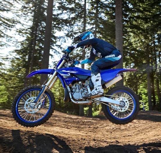 Action image of Yamaha YZ250 2025 in blue colourway available at Brisan Motorsports Islington