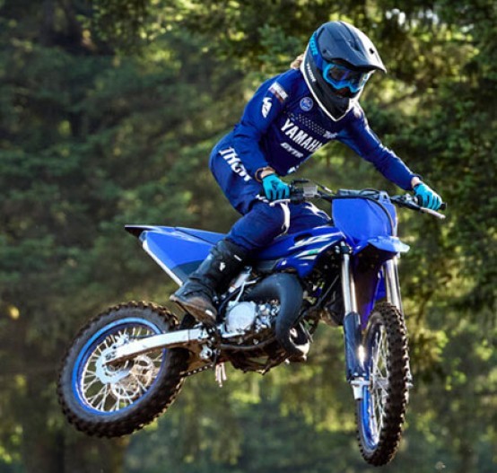 Action image of Yamaha YZ85 2025 in blue colourway available at Brisan Motorsports Islington