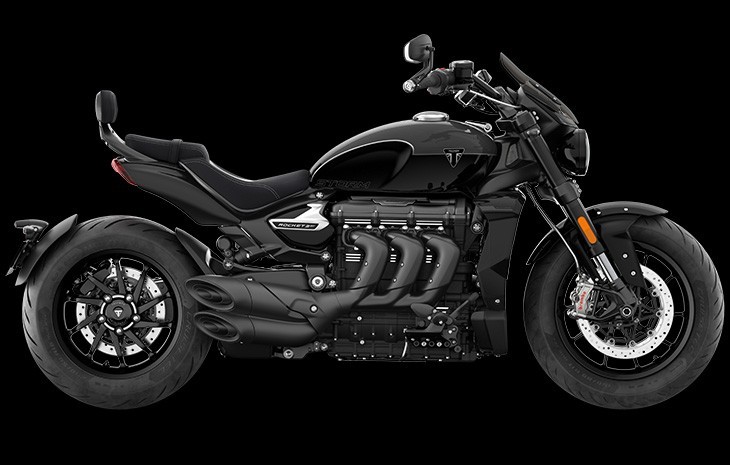 Studio image of Triumph Rocket 3 Storm GT in Granite, available at Brisan Motorcycles Newcastle