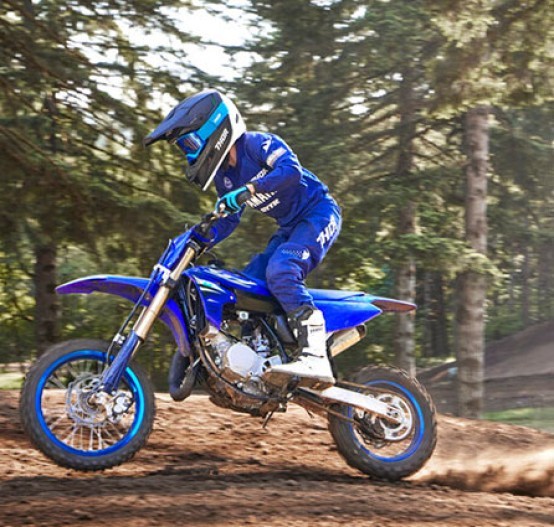 Action image of Yamaha YZ65 2025 in blue colourway available at Brisan Motorsports Islington