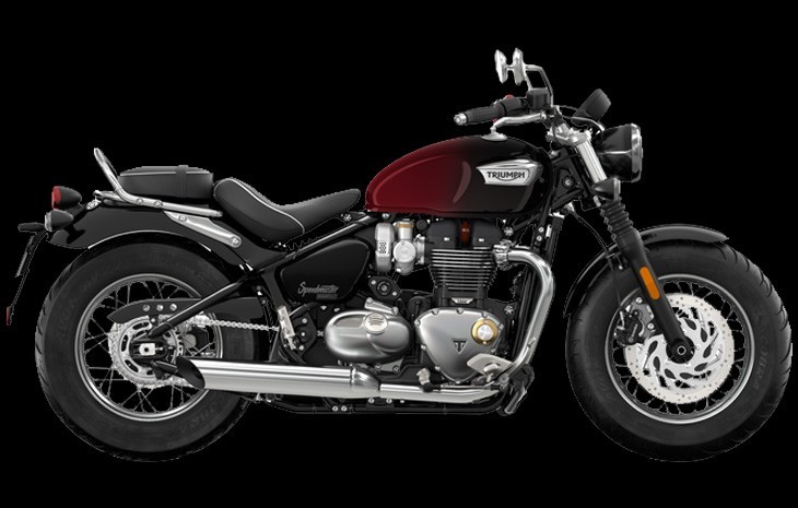 Studio image of Triumph Speedmaster Stealth Edition in Stealth Red colourway, available at Brisan Motorcycles Newcastle