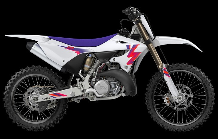 Studio image of Yamaha YZ250 two stroke in 50th Anniversary colourway, available at Brisan Motorsports Newcastle