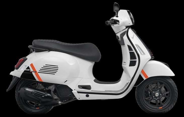 Studio image of 2023 Vespa GTS 300 Super Sport in Bianco Innocenza (White) colourway, available at Brisan Motorcycles Newcastle