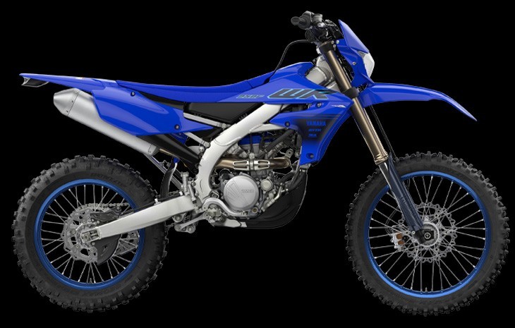Studio image of Yamaha WR250F 2024 in blue colourway, available at Brisan Motorsports Islington