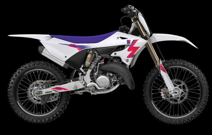 Studio image of Yamaha YZ125 two stroke in 50th Anniversary colourway, available at Brisan Motorsports Newcastle