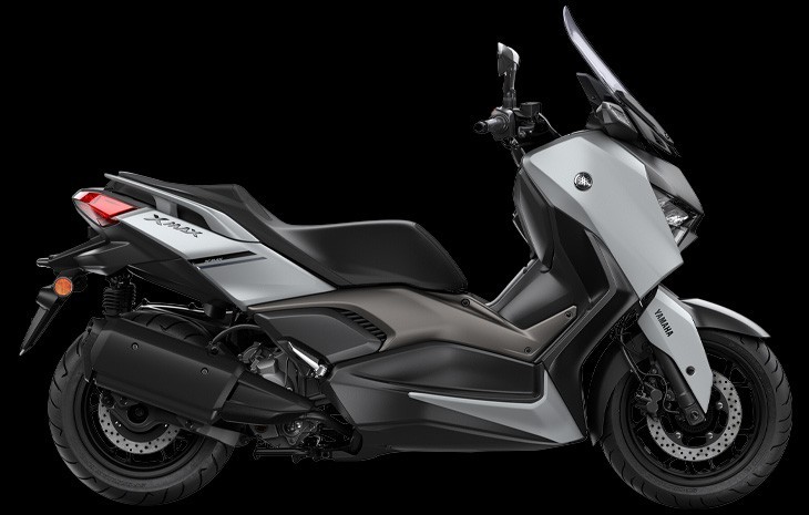 Studio image of Yamaha XMAX 300 scooter in silver colourway, available at Brisan Motorsports Islington