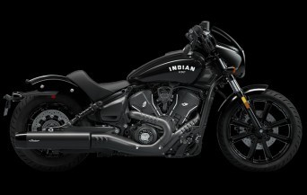 Studio image of Indian Sport Scout 2025 in Black Metallic colour, awvailable at Brisan Motorcycles Newcastle